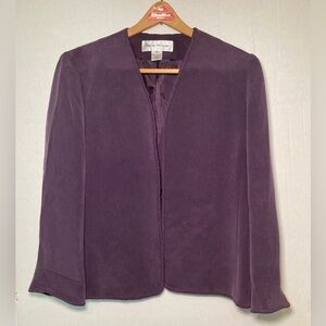 Rena Rowan 🟣 Size 12 Formal Open Suede-Feel Jacket in 100% Silk